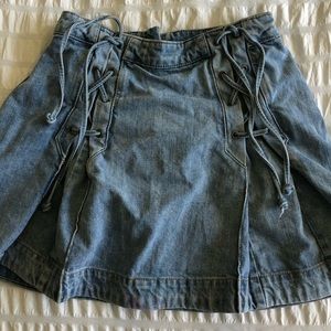 Free People Mini Jean Skirt